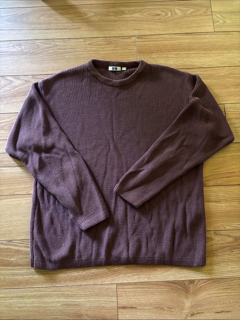 Men's uniqlo U Crewneck Knit Sweater in Deep Plum
